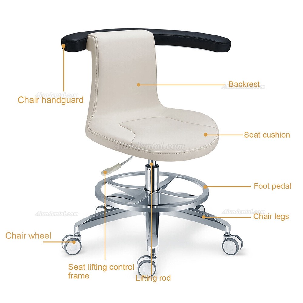 TYTC PLST-061 Dental Hygienist Stool Nurse Chair With Armrest + Foot Ring